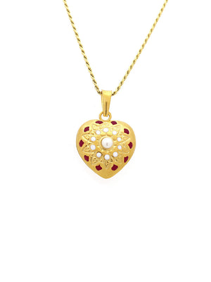 Baroque Heart Medal with Pearls and Enamel