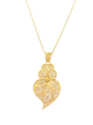 Tradição Heart Medallion 4cm in Silver/Gold