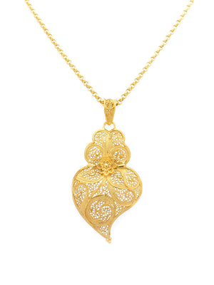 Tradição Heart Medallion 5cm in Silver/Gold