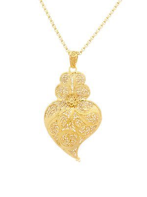 Tradição Heart Medallion 6cm in Silver/Gold