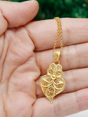 Tradição Heart Medallion 3cm in Silver/Gold