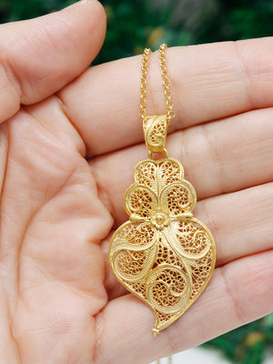 Tradição Heart Medallion 4cm in Silver/Gold