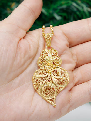 Tradição Heart Medallion 5cm in Silver/Gold