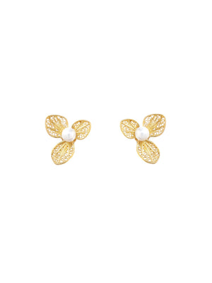 Brincos Flor com Pérola em filigrana (4335337472059)