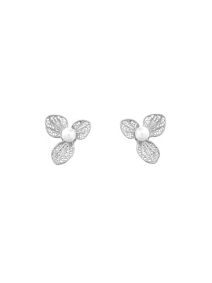 Brincos Flor com Pérola em filigrana (4335337472059)