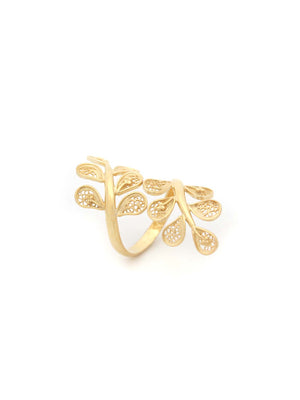 Crossed Leaflets Ring (5946587840662)