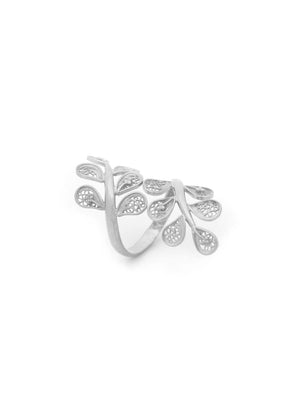 Crossed Leaflets Ring (5946587840662)