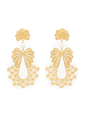 Princess pearl earrings (size L)