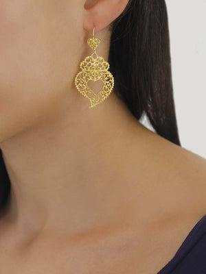 Heart of Viana earrings in filigree in silver or gold (8882983249)