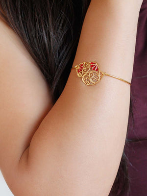 Filigree Red Enamel Bracelet (9509587921)