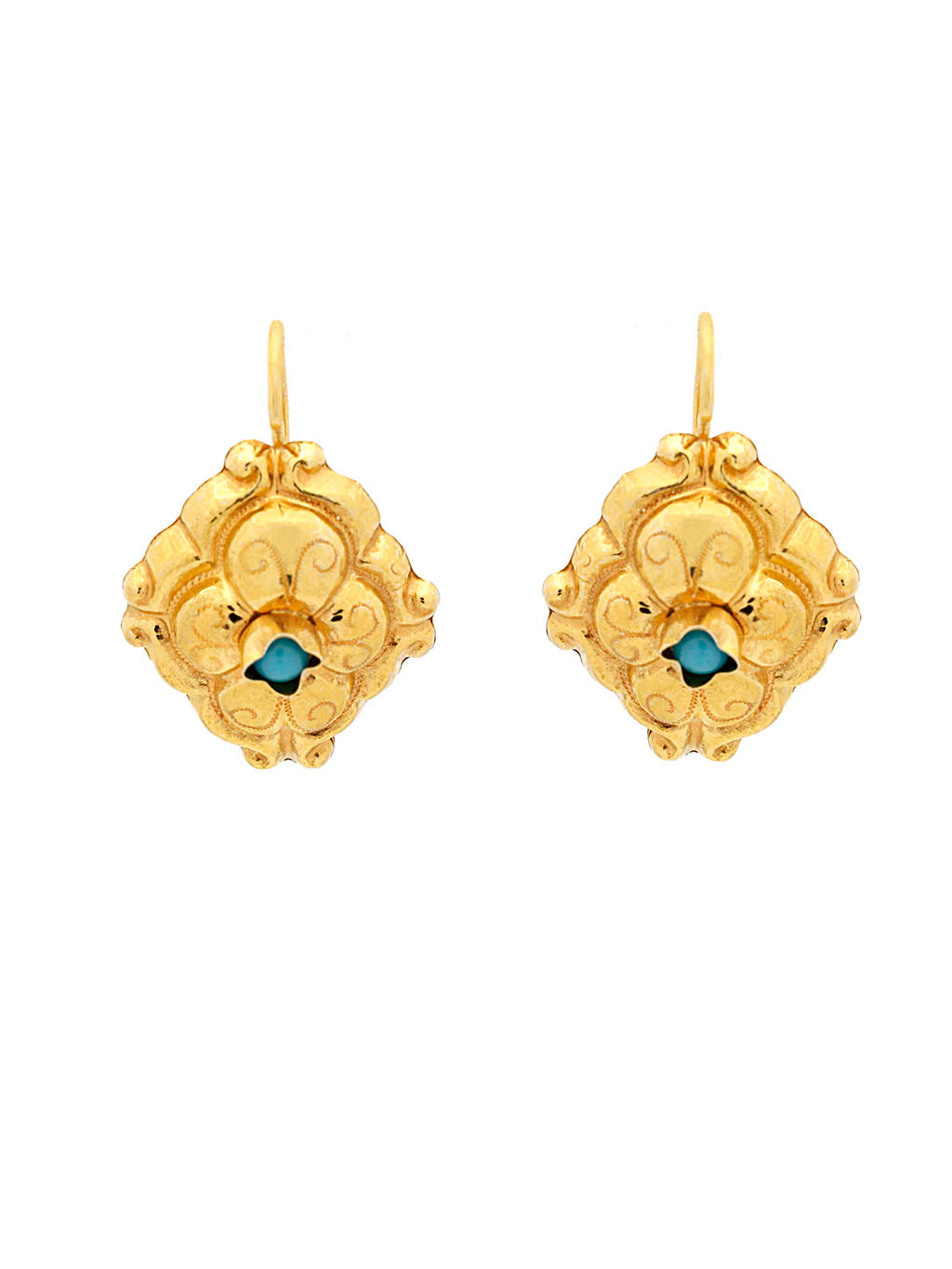 Baroque earrings with turquoise stone