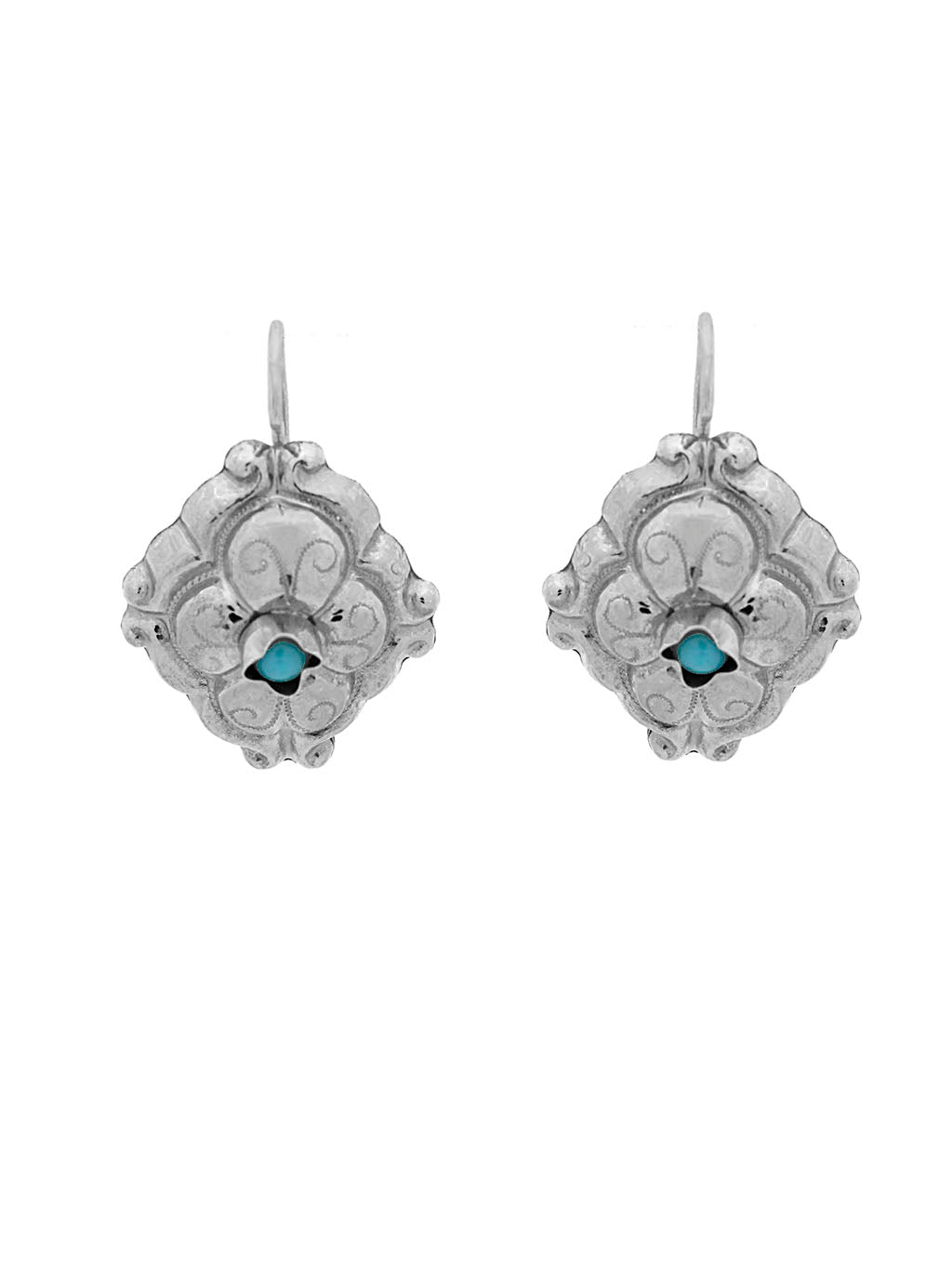 Baroque earrings with turquoise stone