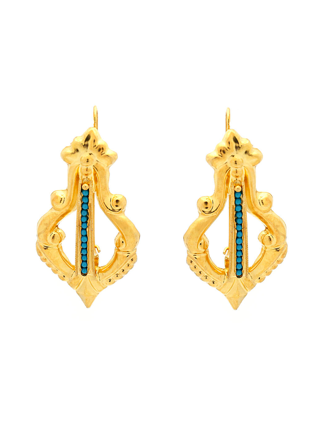 Baroque earrings with turquoise stones or pearls