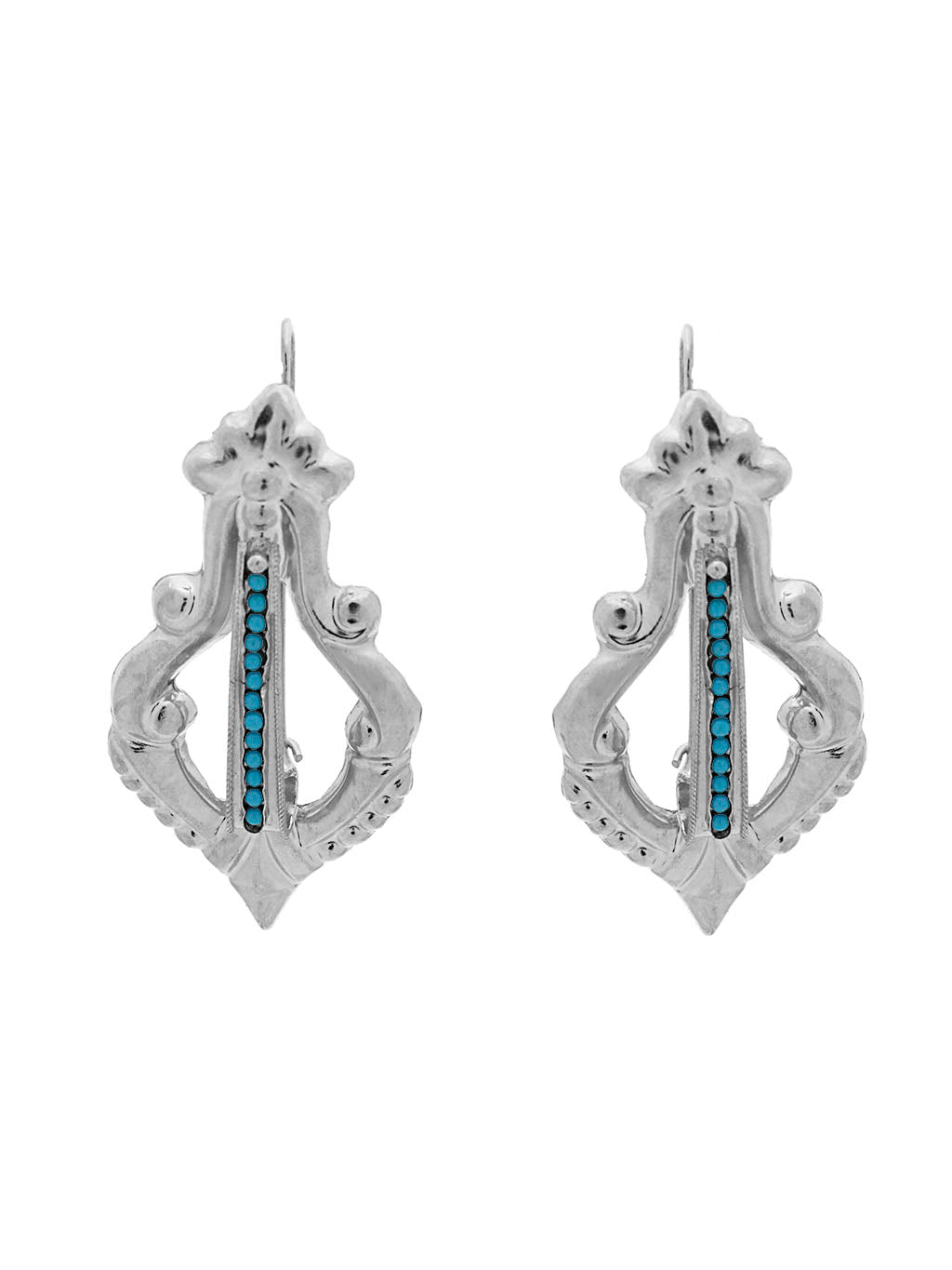 Baroque earrings with turquoise stones or pearls