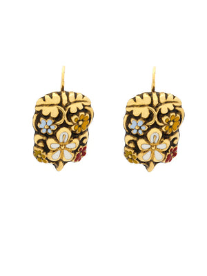Baroque earrings with colorful flowers