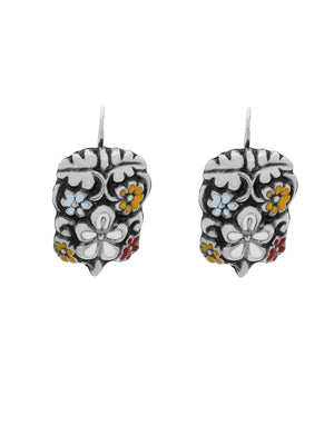 Baroque earrings with colorful flowers