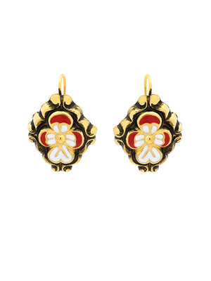 Baroque earrings Flower enamel M