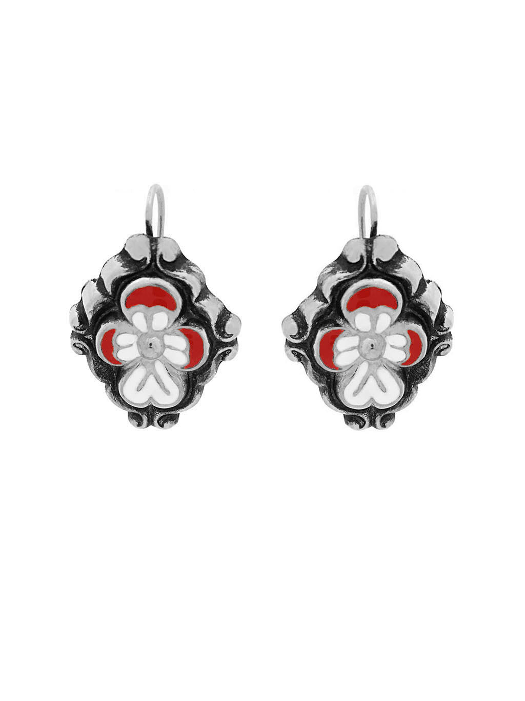 Baroque earrings Flower enamel M