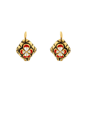 Baroque Set Flower Enamel (Size S) - Pending and earrings