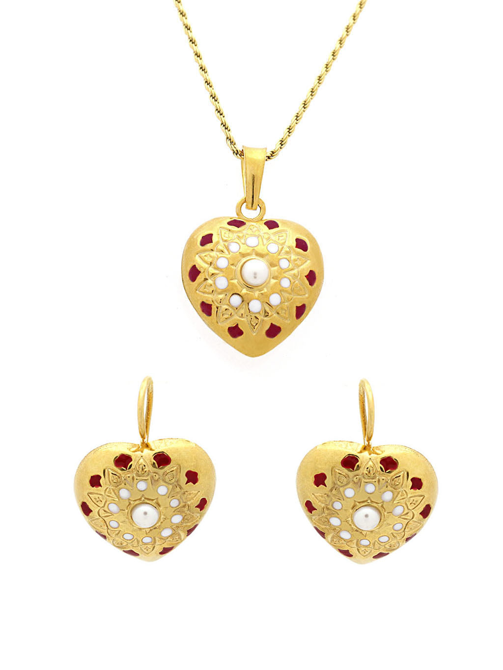 Set Enamelled Heart - Pending and Earrings