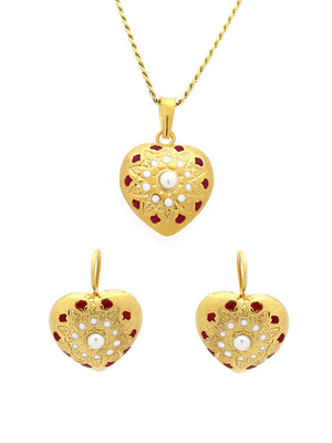 Set Enamelled Heart - Pending and Earrings