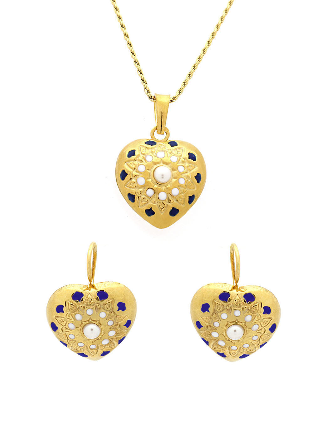 Set Enamelled Heart - Pending and Earrings