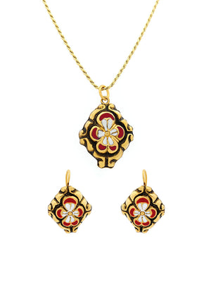 Baroque Set Flower Enamel (Size S) - Pending and earrings