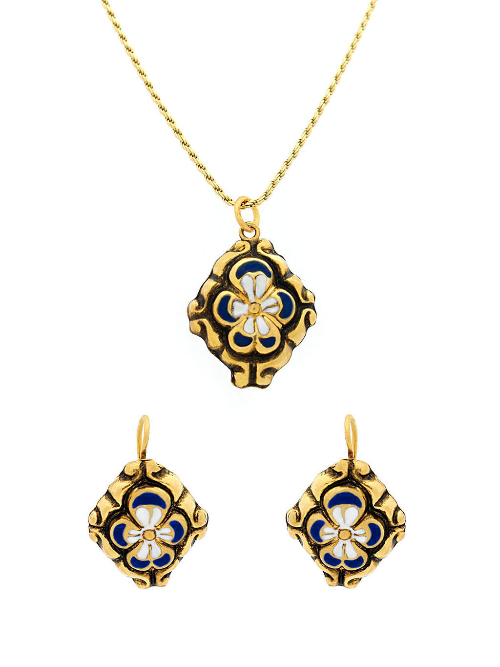 Baroque Set Flower Enamel (Size S) - Pending and earrings