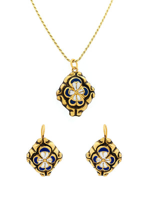 Baroque Set Flower Enamel (Size S) - Pending and earrings
