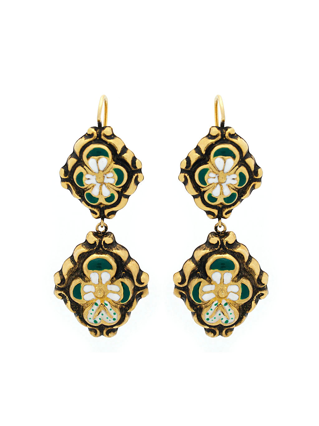 Double -enamel baroque earrings
