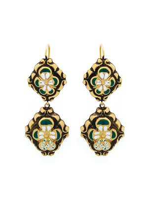 Double -enamel baroque earrings