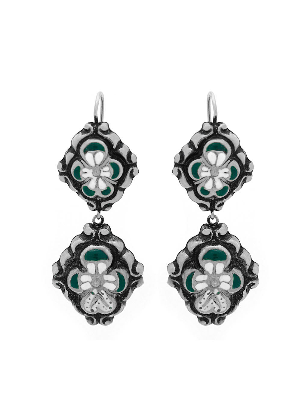 Double -enamel baroque earrings