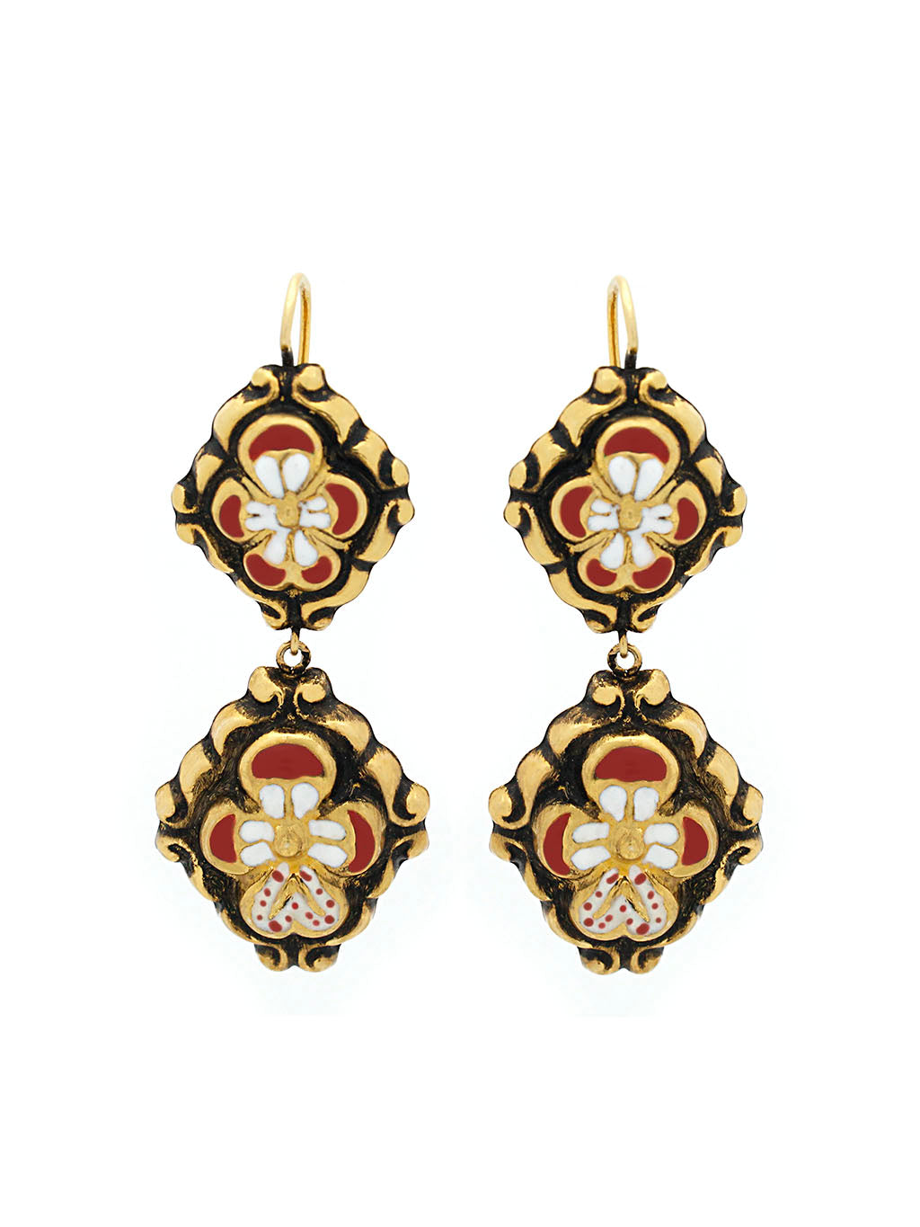Double -enamel baroque earrings