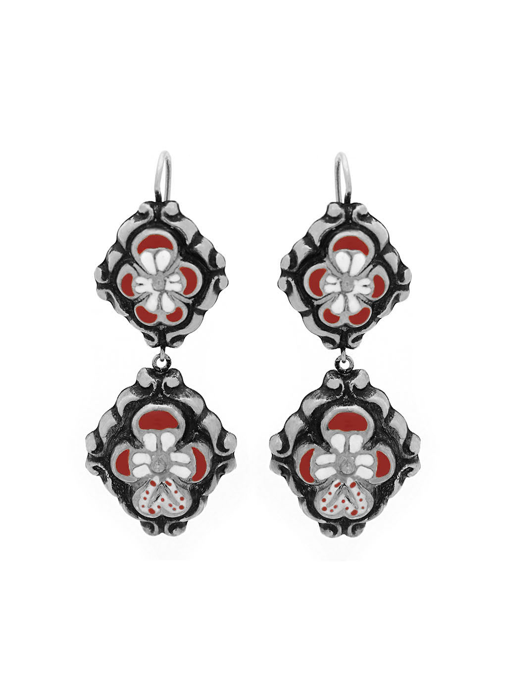 Double -enamel baroque earrings