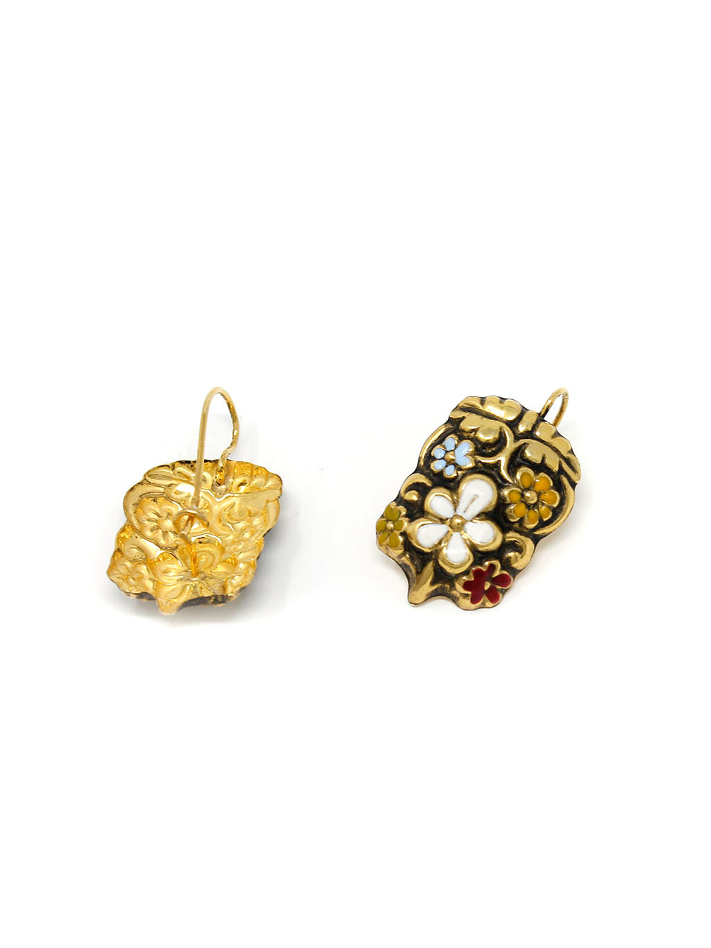 Baroque earrings with colorful flowers