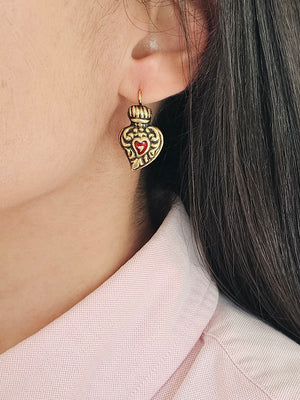 Earrings Heart Baroque Enamel