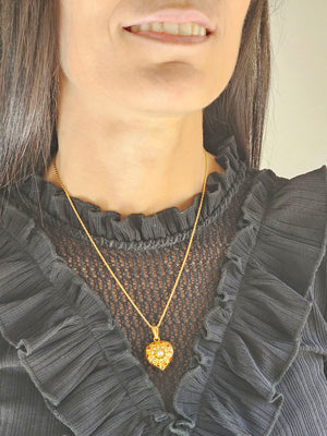 Baroque Heart Medal with Pearls and Enamel