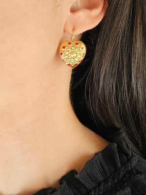 Set Enamelled Heart - Pending and Earrings