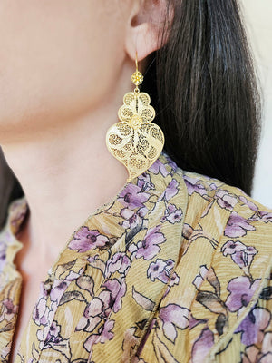 Earrings Tradition 6cm Hook Flower