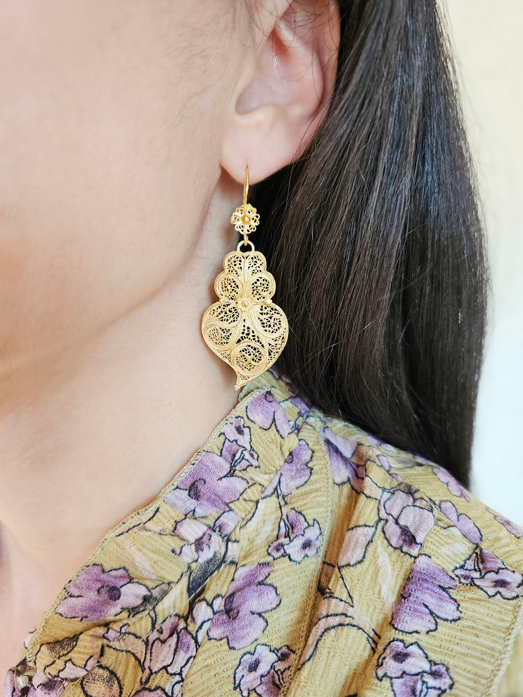 Earrings Tradition 4cm Hook Flower