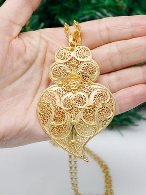 Medal Heart Tradition 8cm in Silver/Gold