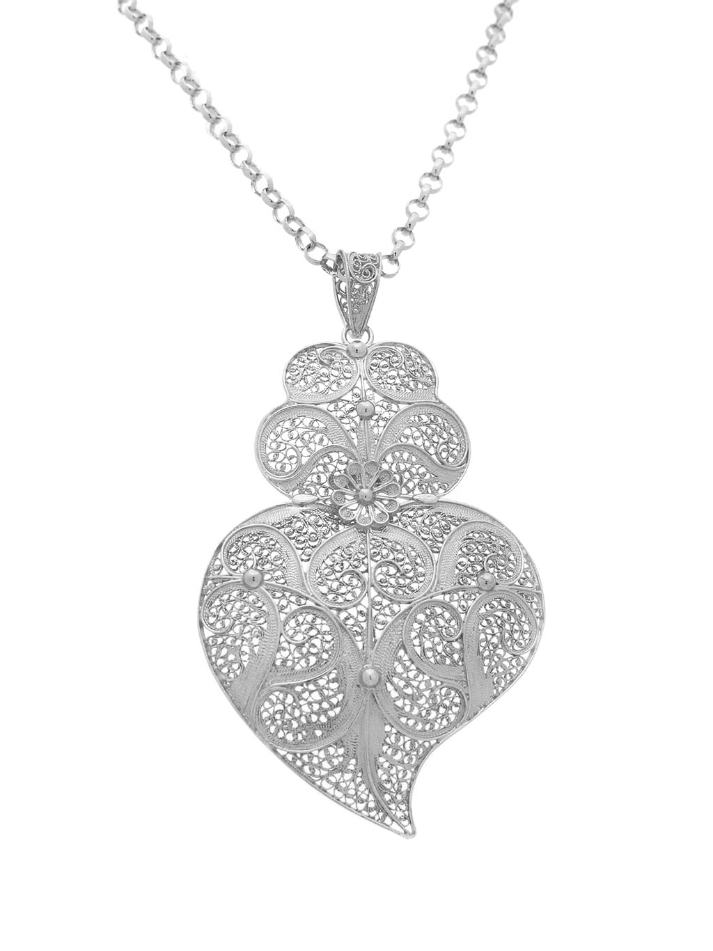 Medalha Coração Tradição 7.5cm em Prata/Ouro