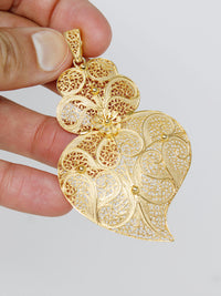 Medalha Coração Tradição 7.5cm em Prata/Ouro – Ouro 9k / Ouro 19k