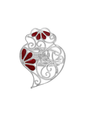 Simplista IV - Anel ajustável com coração de viana com esmalte vermelho (9509589649)