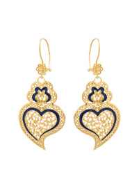 Distinta Blue Viana Heart Earrings – Gold-Plated Silver
