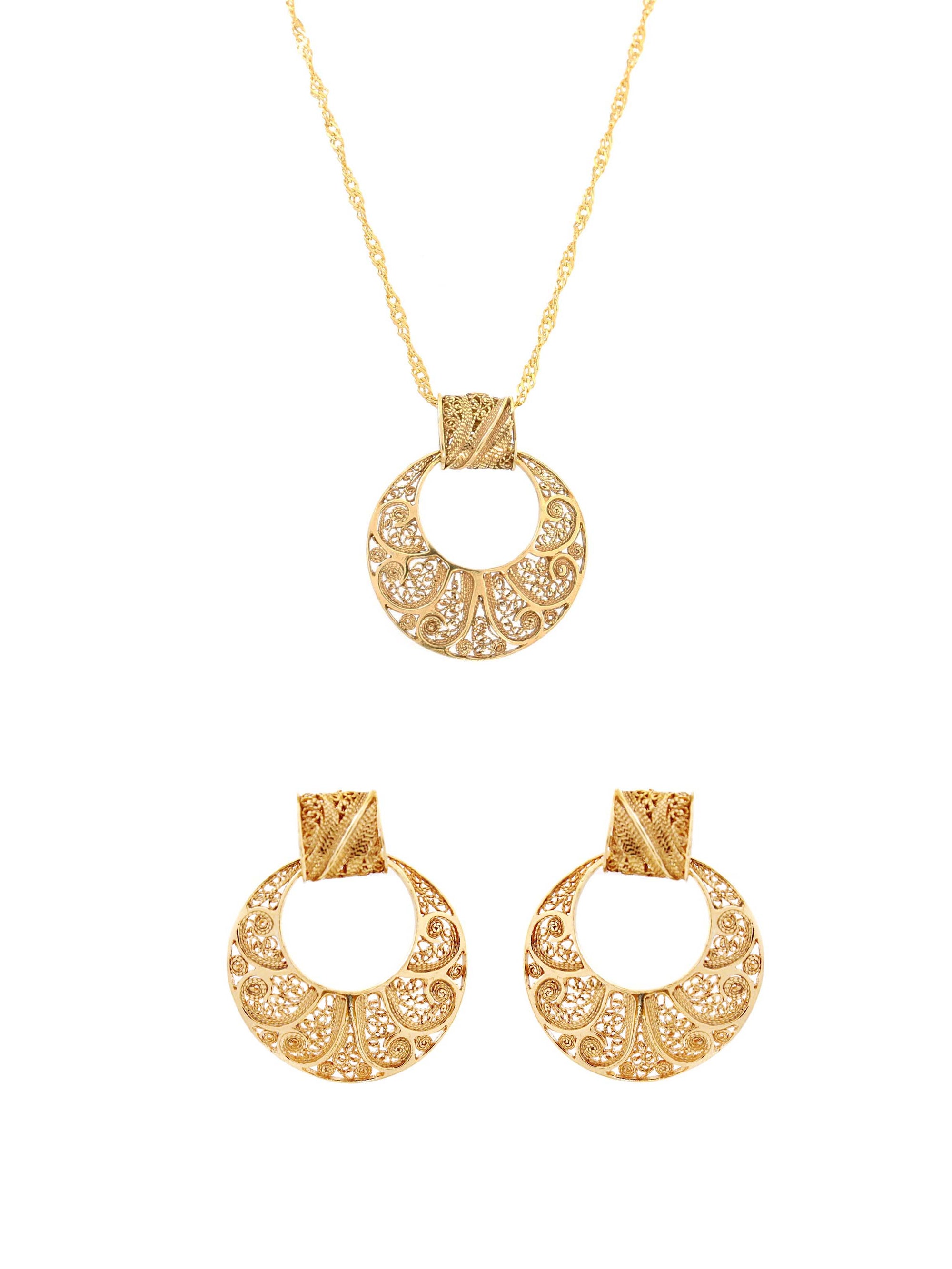 Conjunto Escultural S - Pendente e Brincos (4324889362491)