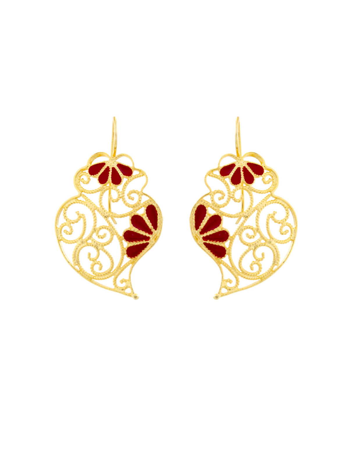 Simplista III - Brincos coração de viana com esmalte vermelho (9509588817)