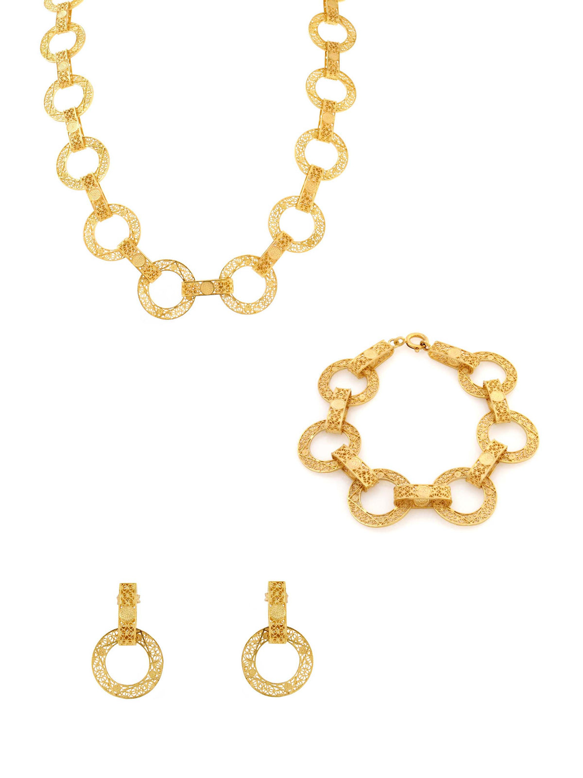 Conjunto Moderna - Colar, Brincos e Pulseira (4332496126011)