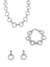 Conjunto Moderna - Colar, Brincos e Pulseira – Prata