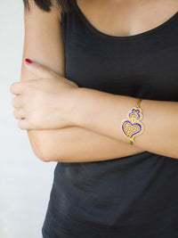 Distinta II — Filigree Bangle with Blue Enamel – 9K Gold / 19K Gold